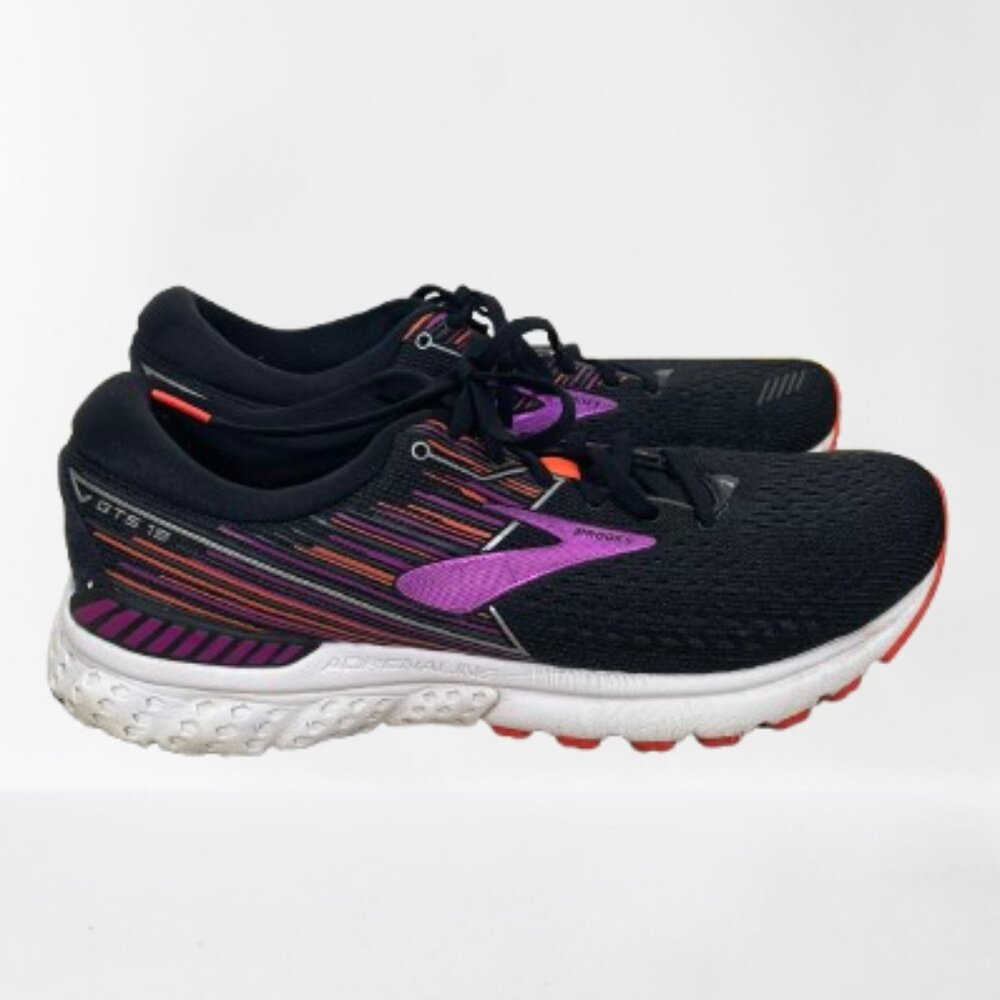 Brooks Adrenaline GTS 19 Women's Running Shoes Black/Purple/Orange Size 12 - Picture 4 of 9